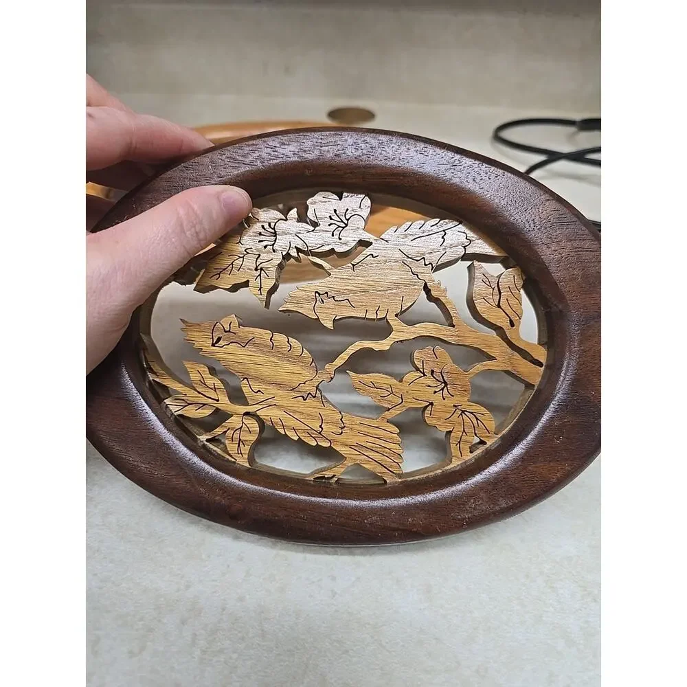 Lot of 2 Vtg Woodcrafts by Uncle Harry Laser-Cut Wood Wilderness Wall Home Decor